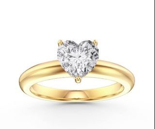 2ct Heart cut VVs1 D Diamond solitaire wedding ring 14k yellow gold