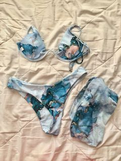 3-Piece Blue Bikini Swimsuit (Medium)