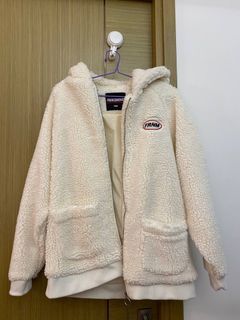 購自韓國 全新未著過 搖粒絨 Fleece 白色 拉鏈外套 FLEECE HOOD ZIP-UP hoodie
