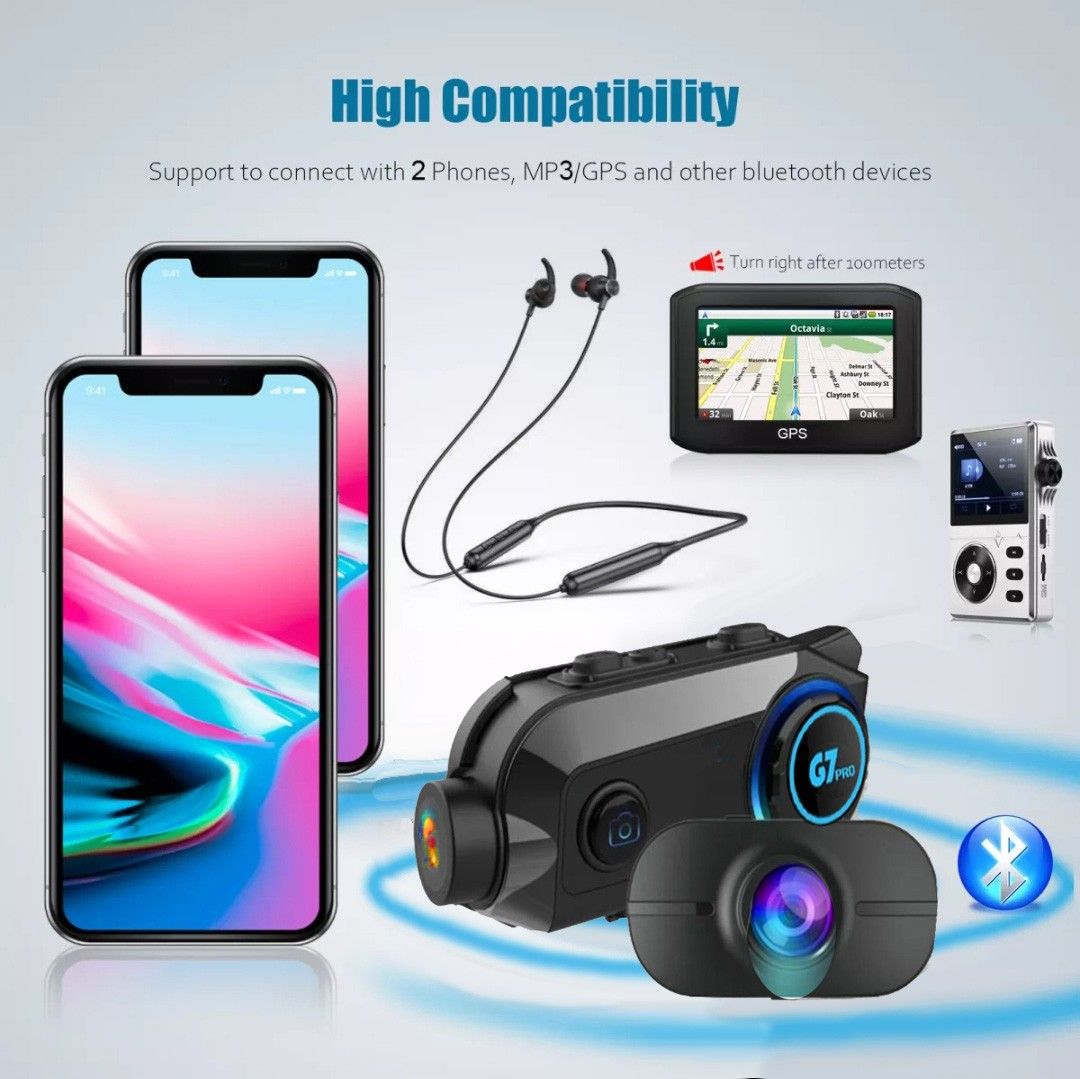 Airide G7pro Dual Camera interCom Bluetooth Wi-Fi Headset for extreme ...