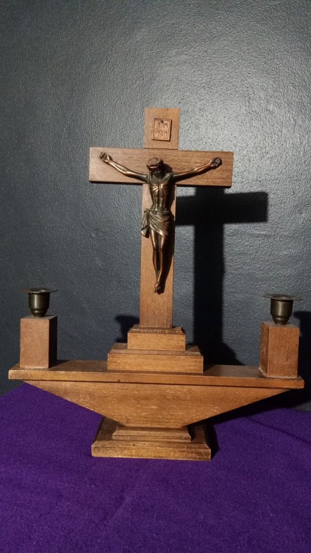 Altar Crucifix Made of Oak Wood and Metal Corpus on Carousell