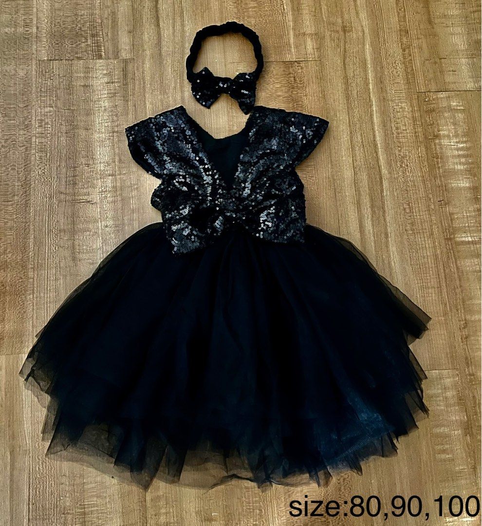 AMAZON beaded black gown with headband Babies Kids Babies Kids Fashion on Carousell