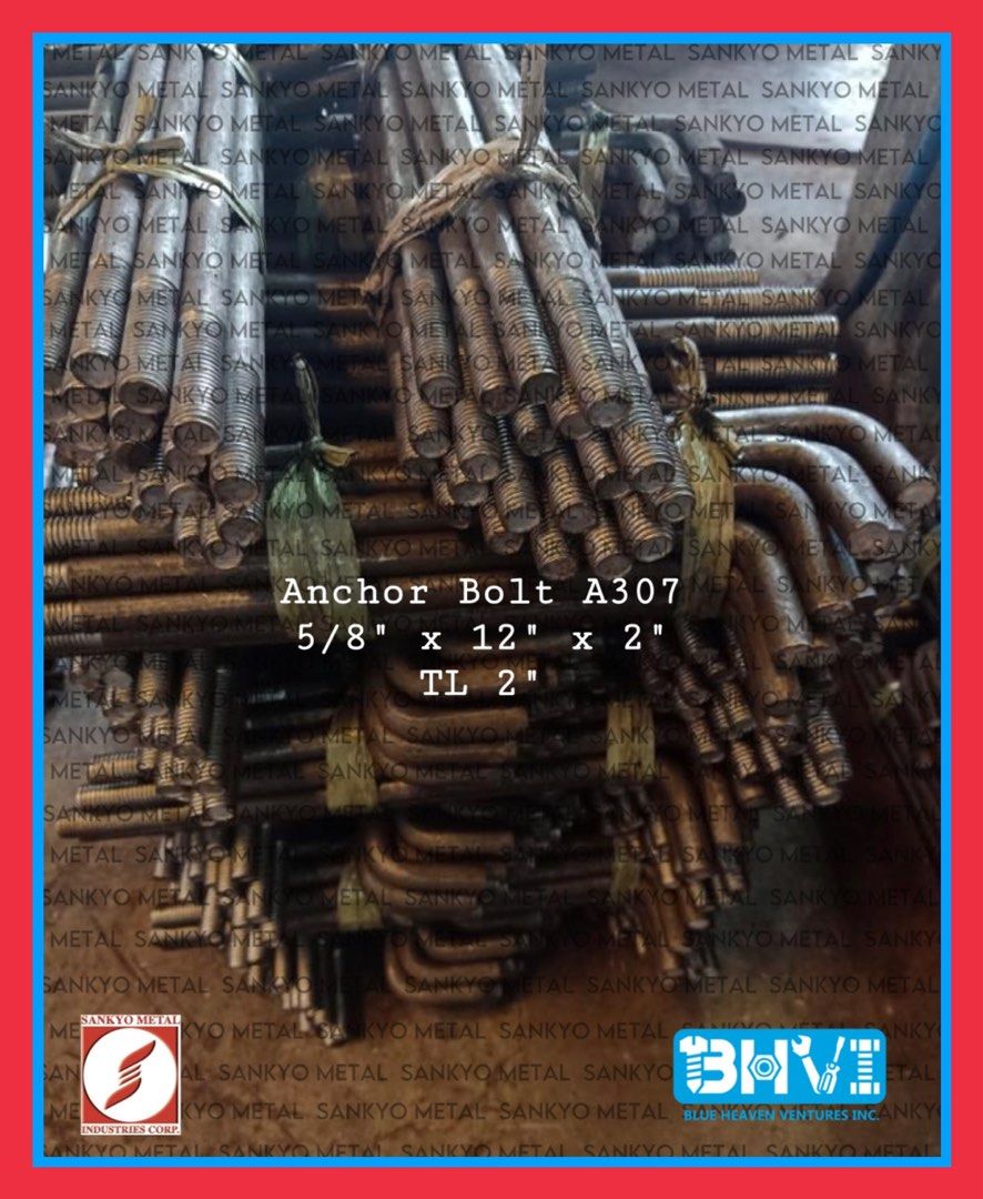 Anchor bolt A307 5/8” x 12” x 2”, Commercial & Industrial, Construction