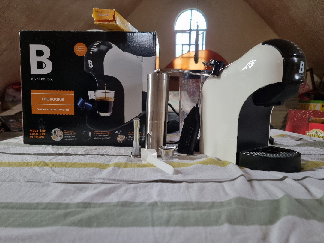 B Coffee Machine - The Rookie w/ Hand Mixer and Reusable Capsule set on ...