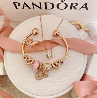 ⭐BIG SALE PANDORA AUTH ROSEGOLD ELEVATED NECKLACE-1599/ CHARMS 949 EACH/ RING -949