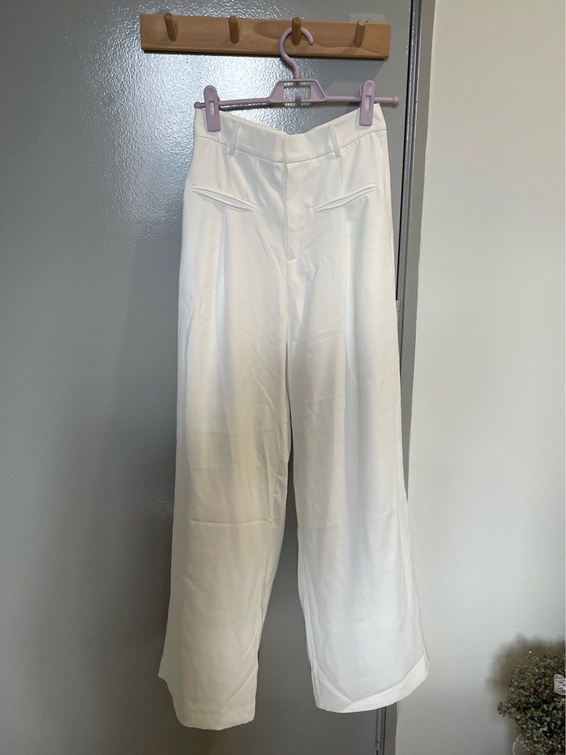 Aries Studio High Waisted White Colour Pants, Women's Fashion, Bottoms,  Other Bottoms on Carousell
