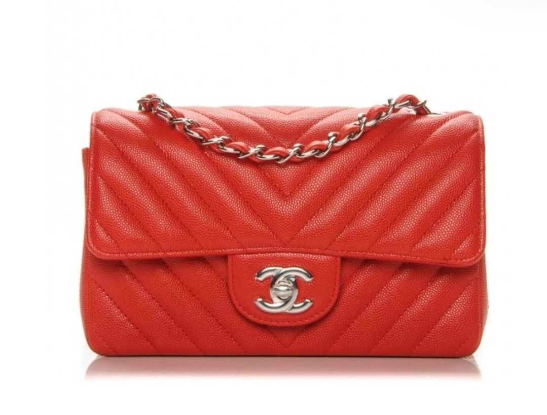 Chanel Mini Rectangle Flap Red Chevron Caviar SHW, Women's Fashion, Bags &  Wallets, Shoulder Bags on Carousell