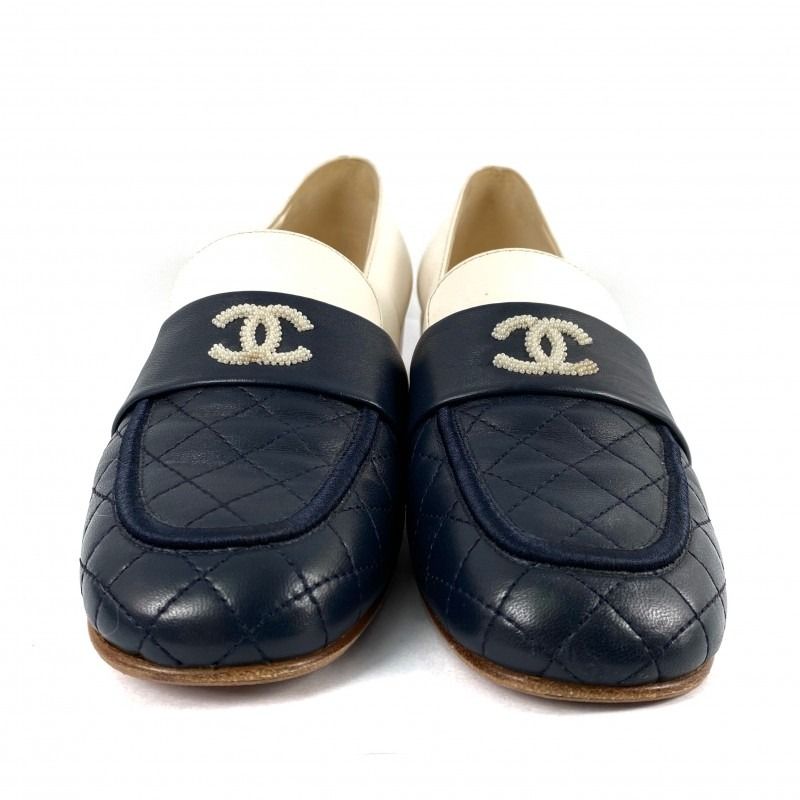 Chanel navy loafers clearance