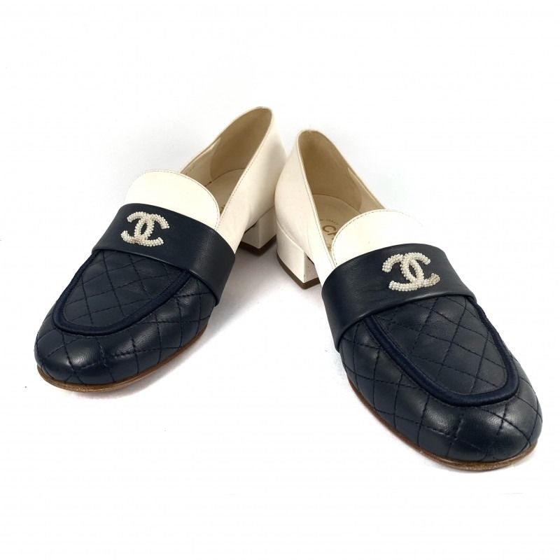 Chanel navy loafers clearance