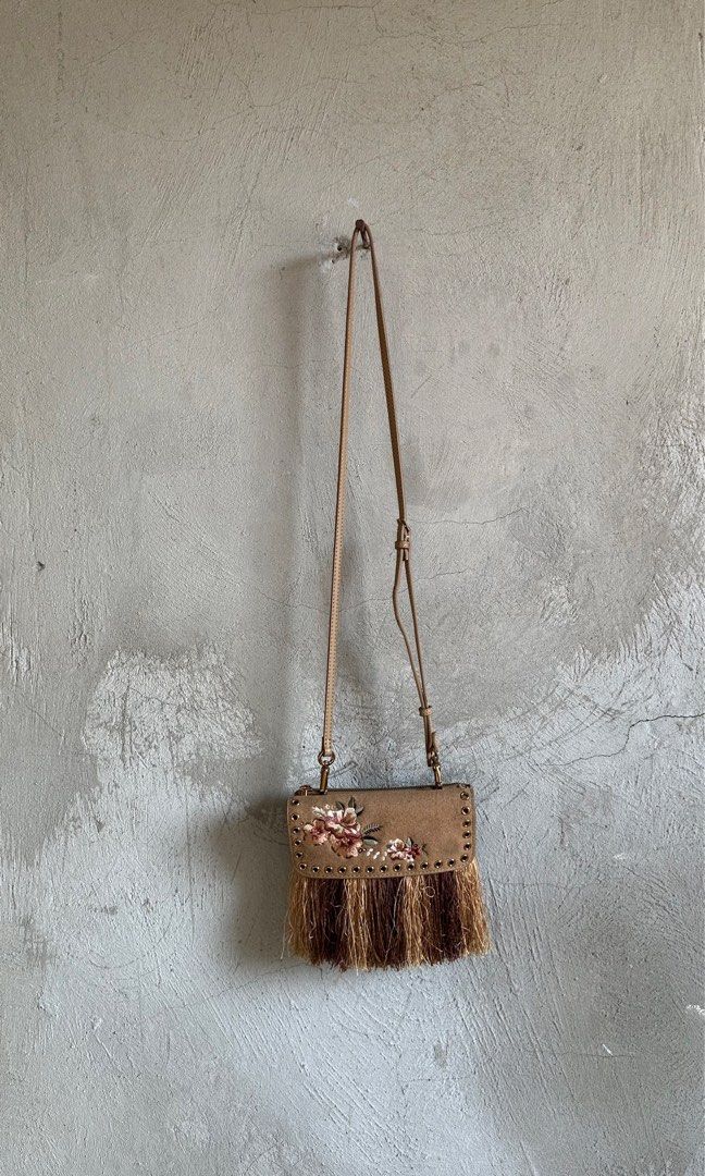 Charles keith embroidered tassel sling bag Women s Fashion Bags Wallets Cross body Bags on Carousell