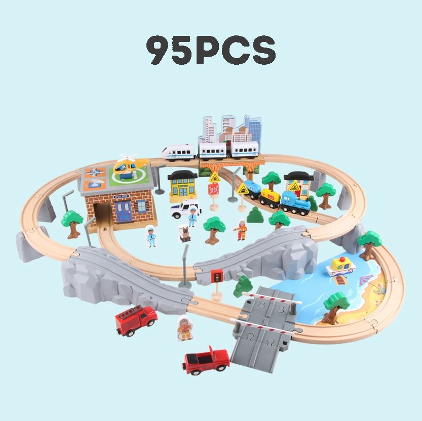 95 piece wooden train set sales