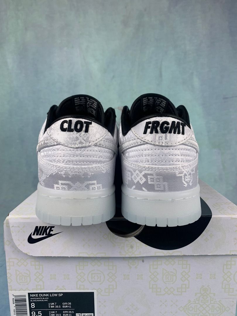 CLOT x fragment x Nike Dunk Low 白絲綢, 男裝, 鞋, 波鞋- Carousell