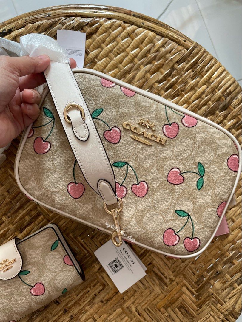 Coach Jamie Camera Bag in Signature Canvas with Heart Cherry Print