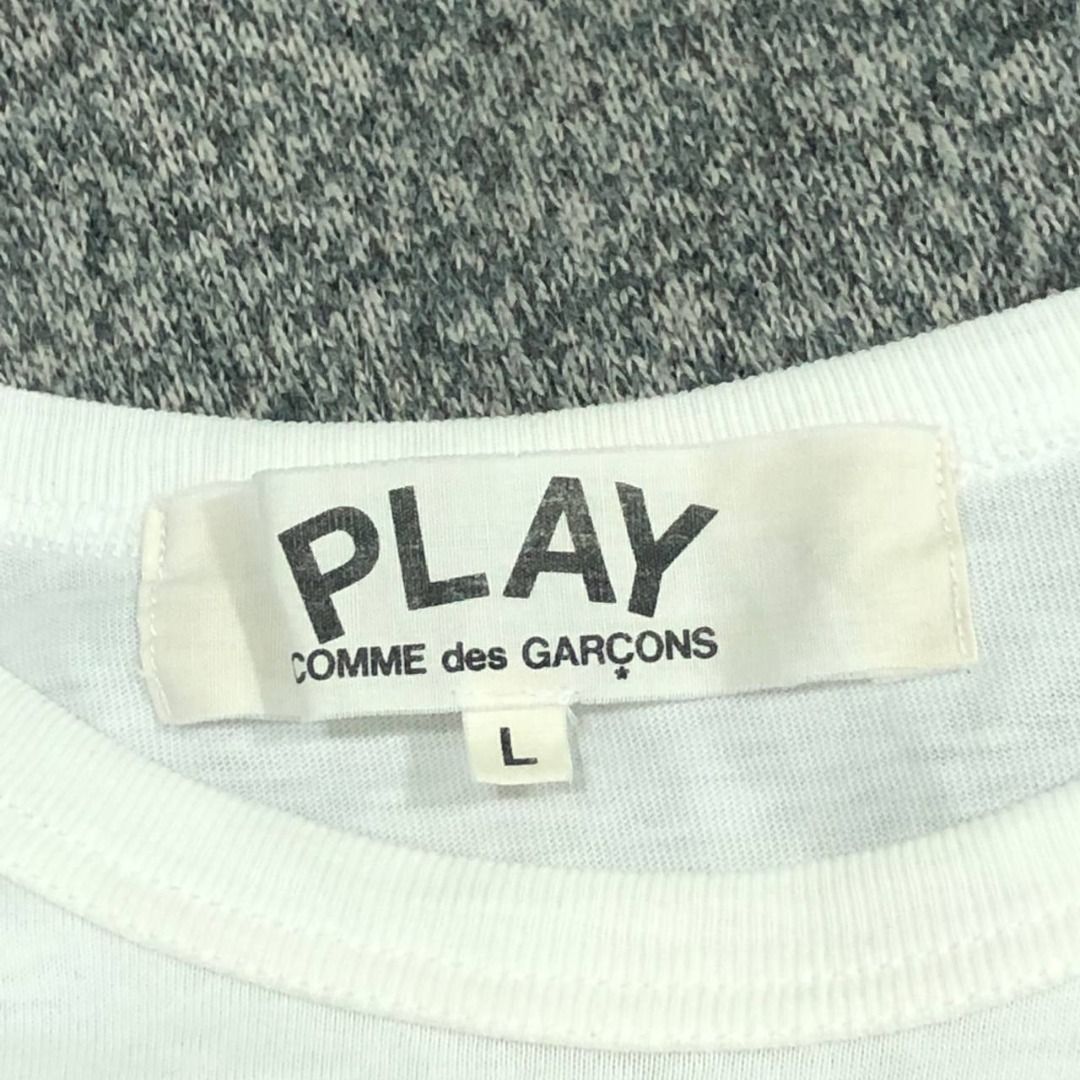 Pit 19.5 AUTHENTIC COMME des GAR ONS Comme des Garcons CDG PLAY Inverted Play Logo Wording T Shirt Unisex Size L White Black