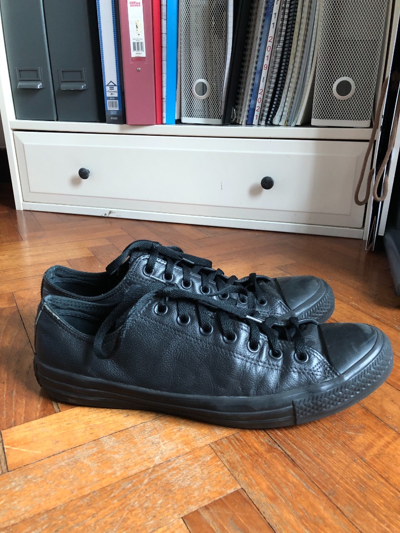 Converse Low Black Leather Men s Fashion Footwear Sneakers on