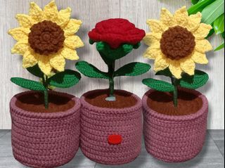 Crochet Flower Pot 🌹