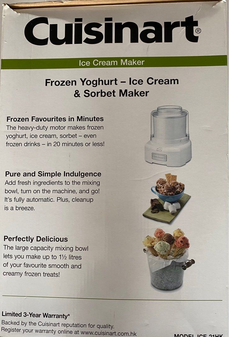 Cuisinart Frozen Yoghurt Ice Cream & Sorbet Maker, TV & Home