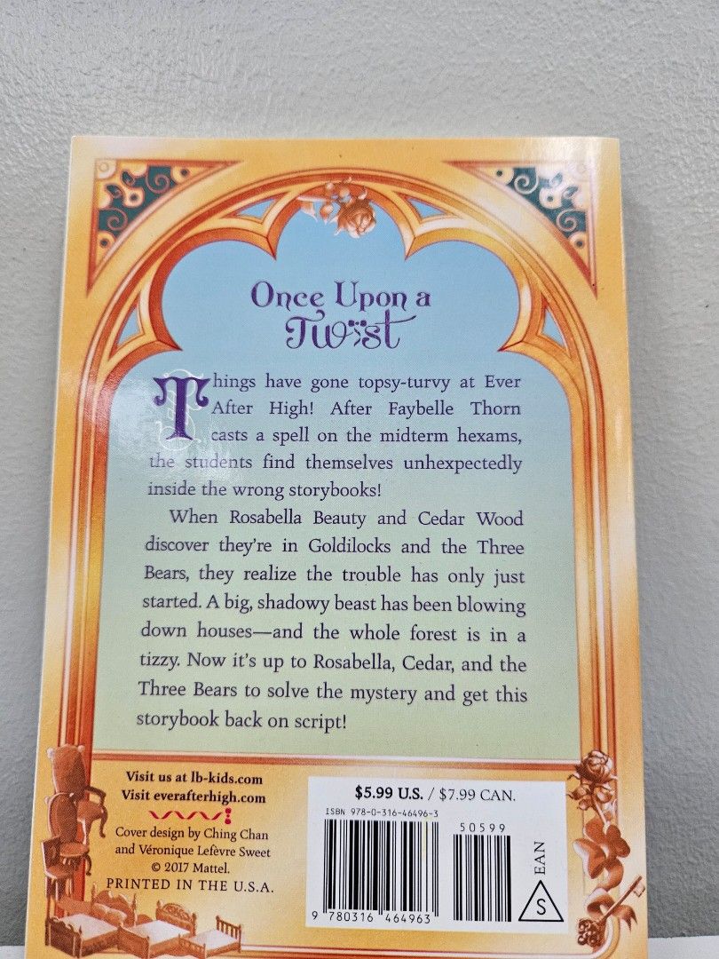 Ever After High: Once Upon a Twist (Category: Storybooks) located in Pasig City. Submitted by missbazaarista (Listing ID 1232517702, Image 2). Description: 🌸 Onhand, old stock copy, in good condition 🌸 For ever after high book collection MOP: BPI/ Gcash/Maya ✅️ Pick-up details will be sent uin confirmation of payment ✅️ Shipping/delivery will be shouldered by the buyer.