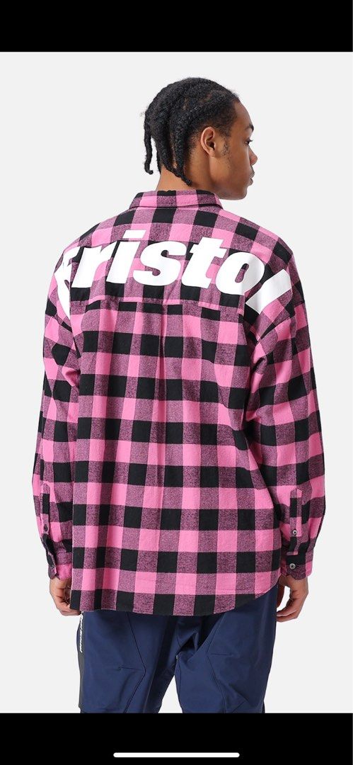 💖FCRB Big Logo Flannel Baggy Shirt(2022AW) - Pink💖, 男裝, 上身及