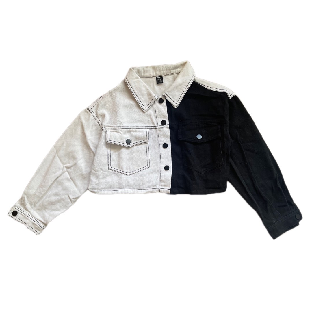 Black And White Denim Jacket.Black and White Denim Jacket, Women's Fashion, Coats, Jackets and ...