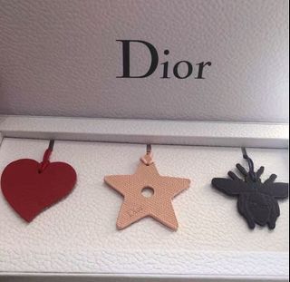 Genuine Christian Dior Leather Love Charm Star Bee Leather Deco set