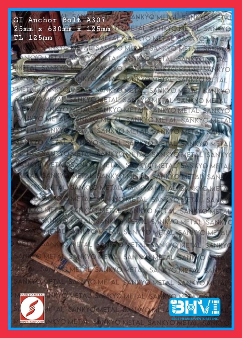 GI Anchor Bolt A307 25mm x 630mm x 125mm, Commercial & Industrial