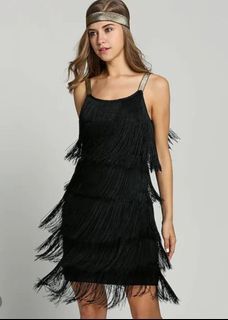 Great Gatsby Flapper Black dress with accessories, size fits Small to Large.