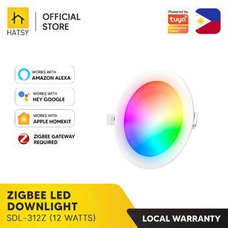 HATSY - 12 Watts, Zigbee Recessed LED Downlight, RGB+Tunable White (2700K-6500K), Works with HATSY App, Amazon Alexa, Google Home and Siri Shortcuts (Zigbee Gateway Required)