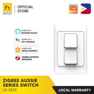 HATSY - 2 Gang Zigbee Mechanical Switch, No Neutral Wire Required, Aussie Series, Works with Alexa, Google Home & Apple Homekit
