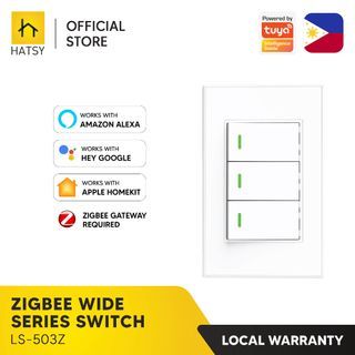 HATSY - 3 Gang Zigbee Mechanical Switch, Neutral Wire Required, Wide Series, Works with Alexa, Google Home & Apple Homekit, Zigbee Gateway Required (1-Year Warranty)