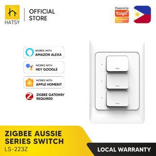 HATSY - 3 Gang Zigbee Mechanical Switch, No Neutral Wire Required, Aussie Series, Works with Alexa, Google Home & Apple Homekit
