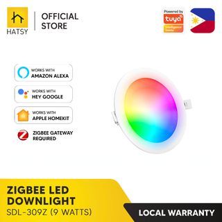 HATSY - 9 Watts Zigbee Recessed LED Downlight, RGB+Tunable White (2700K-6500K), Works with HATSY App, Amazon Alexa, Google Home and Siri Shortcuts (Zigbee Gateway Required)