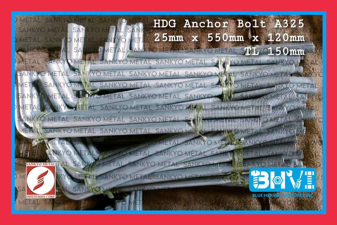 HDG Anchor Bolt A325 25mm x 550mm x 120mm, Commercial & Industrial