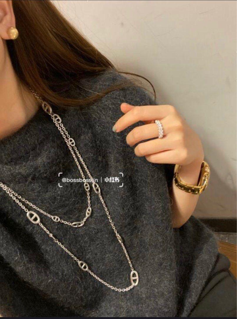 Hermes Farandole long necklace 160 silver Women s Fashion