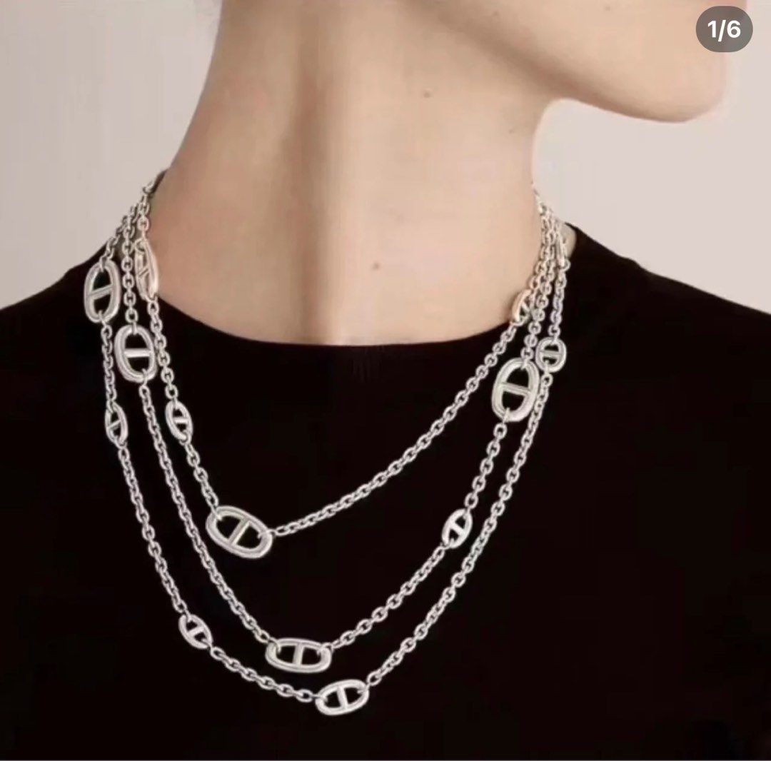 Hermes Farandole long necklace 160 silver
