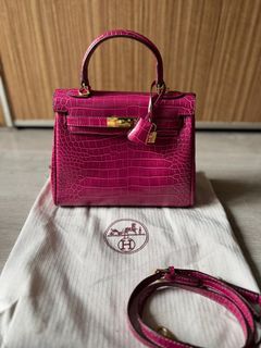 Replica Hermes Kelly Mini II Sellier Handmade Bag In Rose Scheherazade  Shiny Alligator Leather
