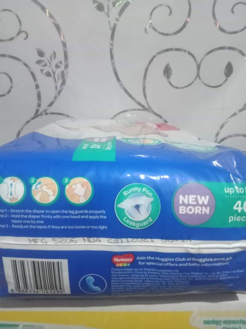 HUGGIES DRY NEWBORN TAPE 40PCS. (Category: Diapers & Baby Wipes) located in Manila. Submitted by sweetieteapascua (Listing ID 1232596343, Image 2). Description: ORIGINAL PACKAGING SEALED HUGGIES DRY NEWBORN TAPE 40PCS-250 MANUFACTURED DATE 2022 EXPIRATION DATE 2025 BAGONG STOCK LHAT YARN P.M PAYMENTS -COD, GCASH, BANKTRANSFER.