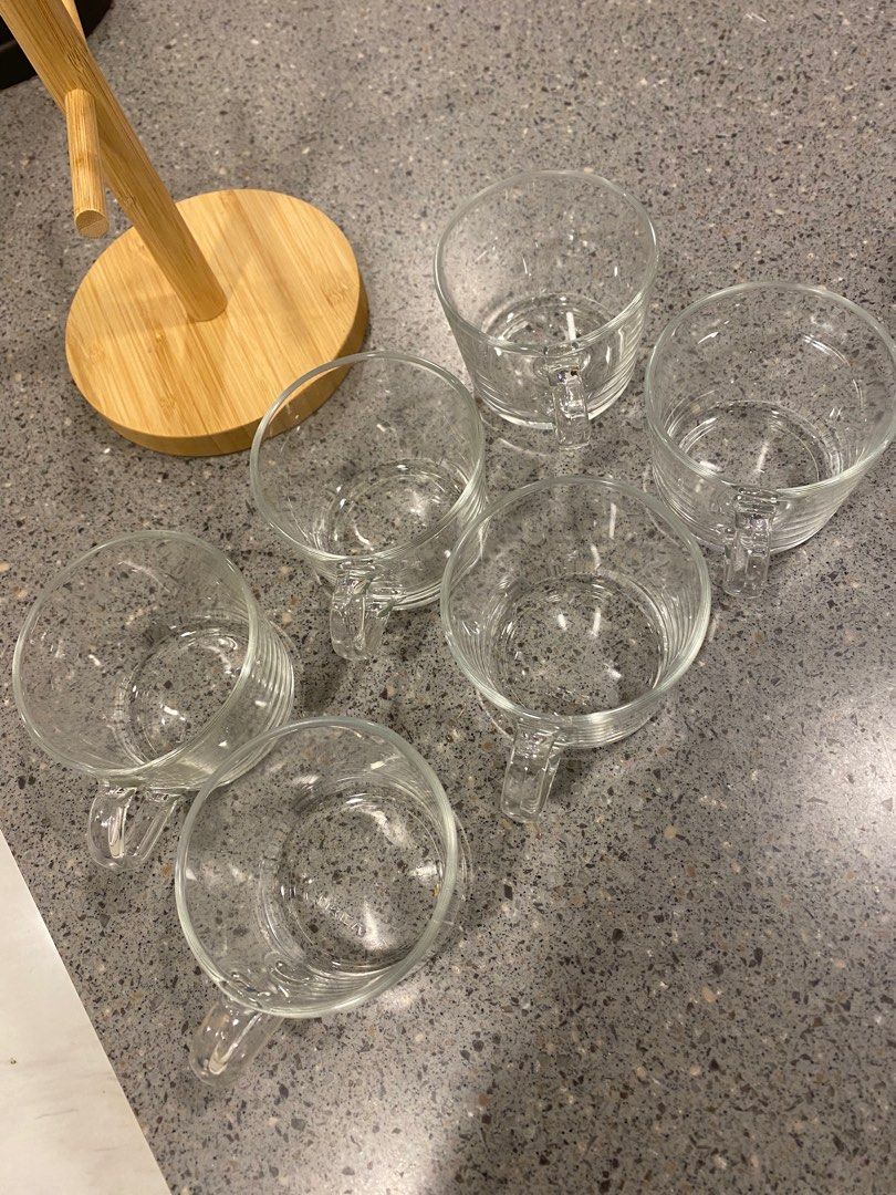 IKEA 6x cups with wooden stand, Furniture & Home Living, Kitchenware & Tableware, Coffee & Tea