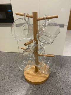 IKEA 6x cups with wooden stand
