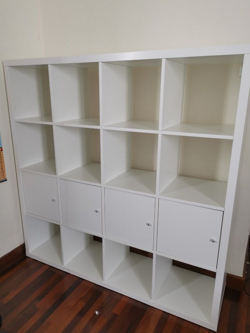 Ikea Kallax Book Shelf 4x4 with doors, Furniture & Home Living