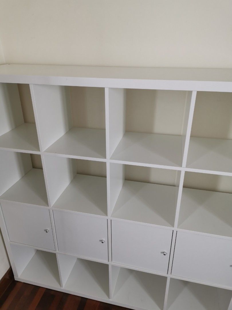 Ikea Kallax Book Shelf 4x4 with doors, Furniture & Home Living
