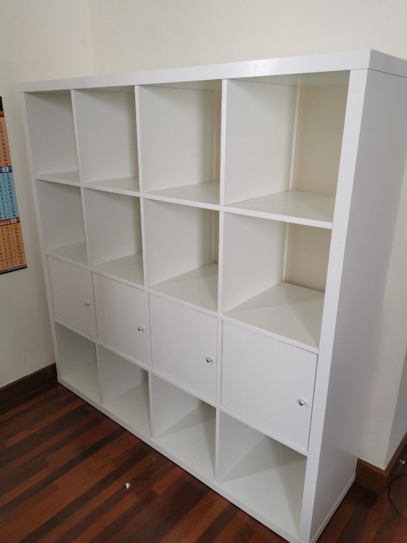Ikea Kallax Book Shelf 4x4 with doors, Furniture & Home Living