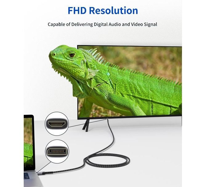 JSAUX DisplayPort to HDMI Cable (6.6ft) (Category: Cables & Adaptors) located in Las Pinas. Submitted by techsmartph (Listing ID 1232595974, Image 3). Description: * [DP to HDMI cable] DisplayPort to HDMI cable connects a computer to 1080p HDTV for audio and video streaming or to a monitor or projector; plug and play; Please Note: This is Unidirectional DP to HDMI cable. DON’T support HDMI to DP. It is NOT Bi-directional. * [Strong Anti-interfere