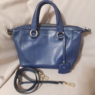 KAREN MILLEN BLUE LEATHER MINI SATCHEL Authentic Well Loved Leather Bag
