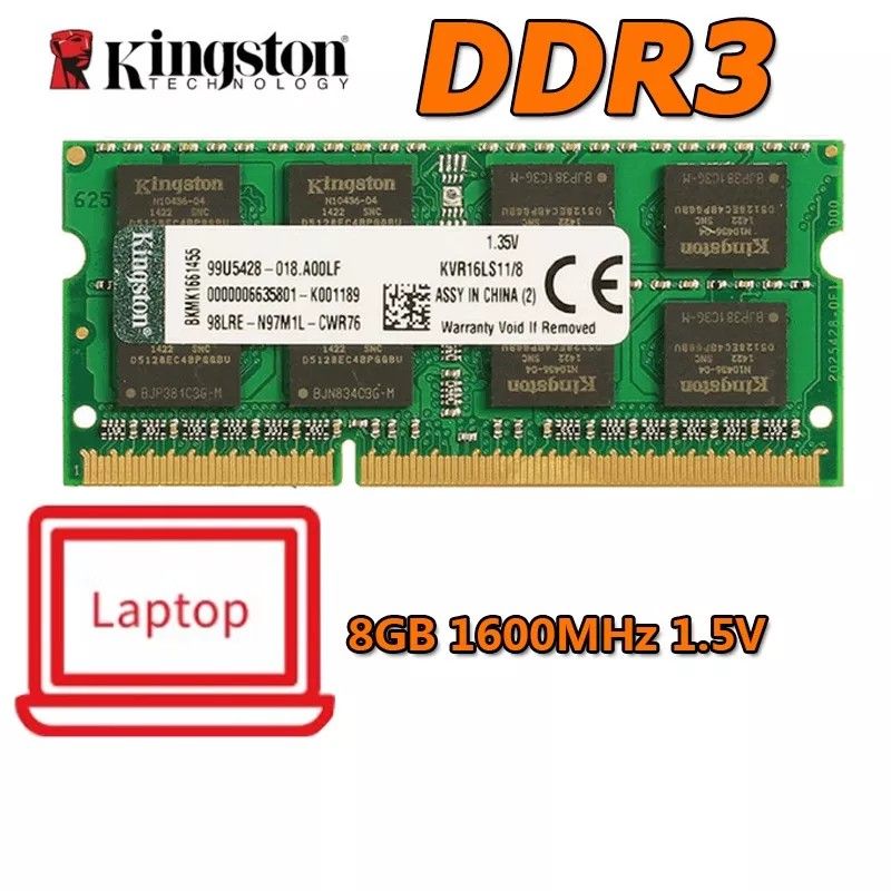 Kingston 8 GB 1600 Mhz 1.5v SODIMM RAM memory for laptops