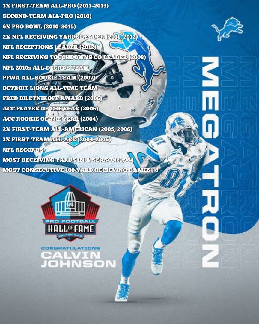 Calvin Johnson MEGATRON Detroit Lions Blue Womens Nike Limited Jersey