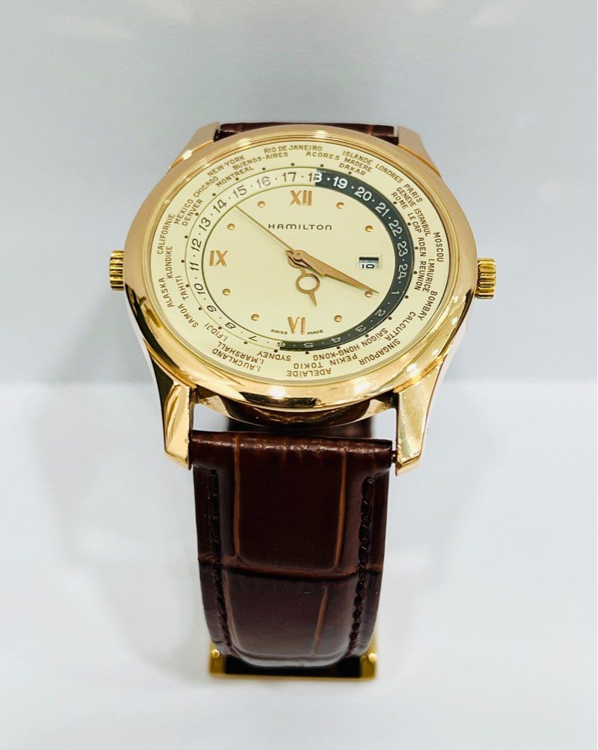 Limited Edition Hamilton World-timer Solid 18K Rose Gold Watch(W0761)