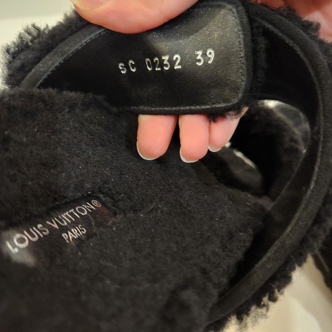Ret:$2.4k LV Shearling Black Fur Dad Sandals, Luxury, Sneakers & Footwear  on Carousell
