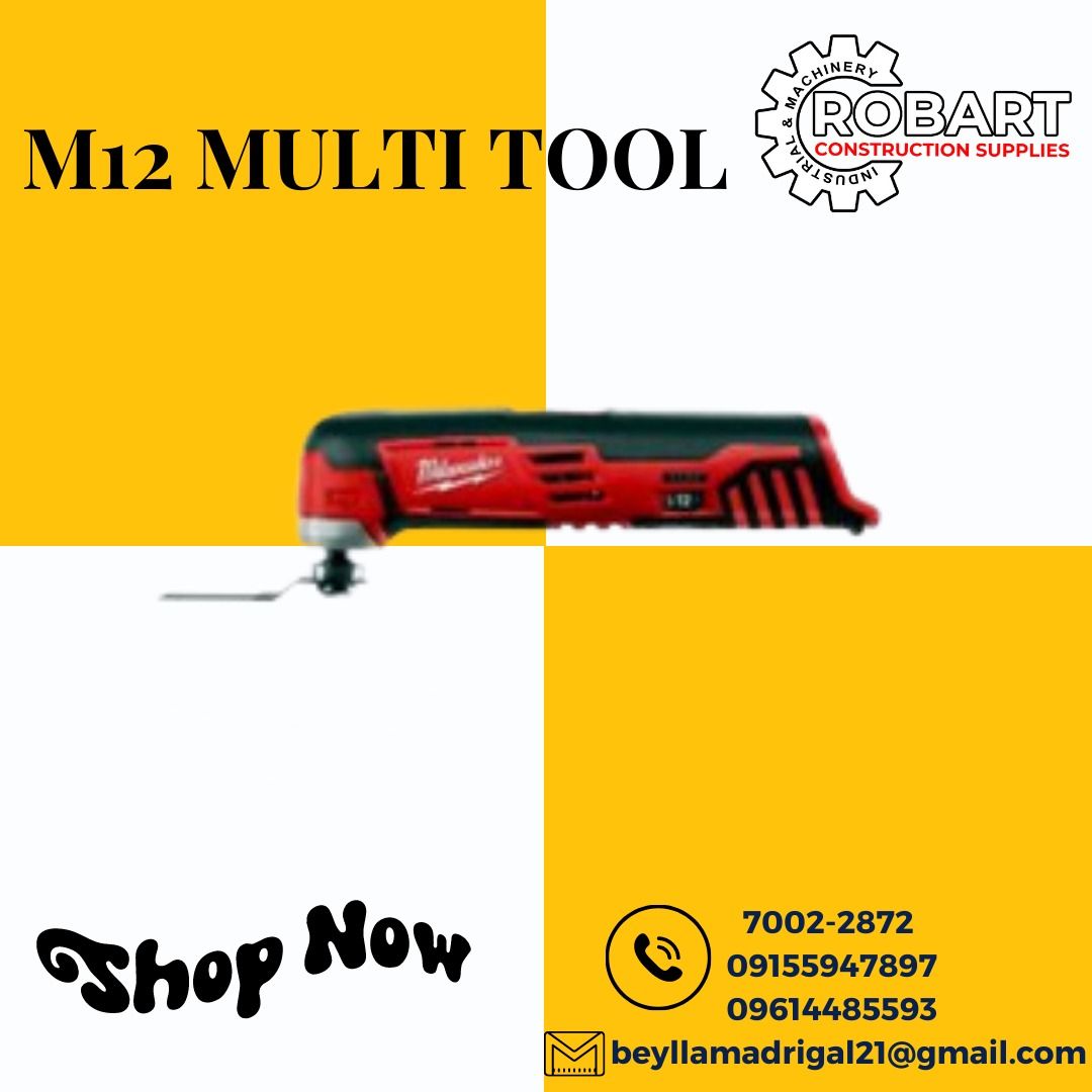 M12 MULTI TOOL (Category: Construction Tools & Equipment) located in Manila. Submitted by bellarobart (Listing ID 1232566366, Image 1). Description: NOW AVAILABLE!! M12 MULTI TOOL (BARE TOOL) BRAND: MILWAUKEE MODEL: C12MT-O VOLTAGE: 12V OSCILLATING ANGLE LEFT/RIGHT: 1.5-1.5 DELTA SANDER NO LOAD OSCILLATION FREQUENCY: 5000-20000min WEIGHT W/O BATTERY PACK: 0.8KG 𝑹𝑶𝑩𝑨𝑹𝑻 𝑪𝑶𝑵𝑺𝑻𝑹𝑼𝑪𝑻𝑰𝑶𝑵 𝑺𝑼𝑷𝑷𝑳𝑰𝑬𝑺 #RobartConstructionSupplies #ro