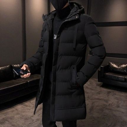 Mid length black winter coat deals